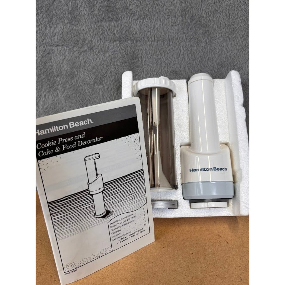 Hamilton Beach Electric Cookie Press and Cake Food Decorator with 12 Discs White